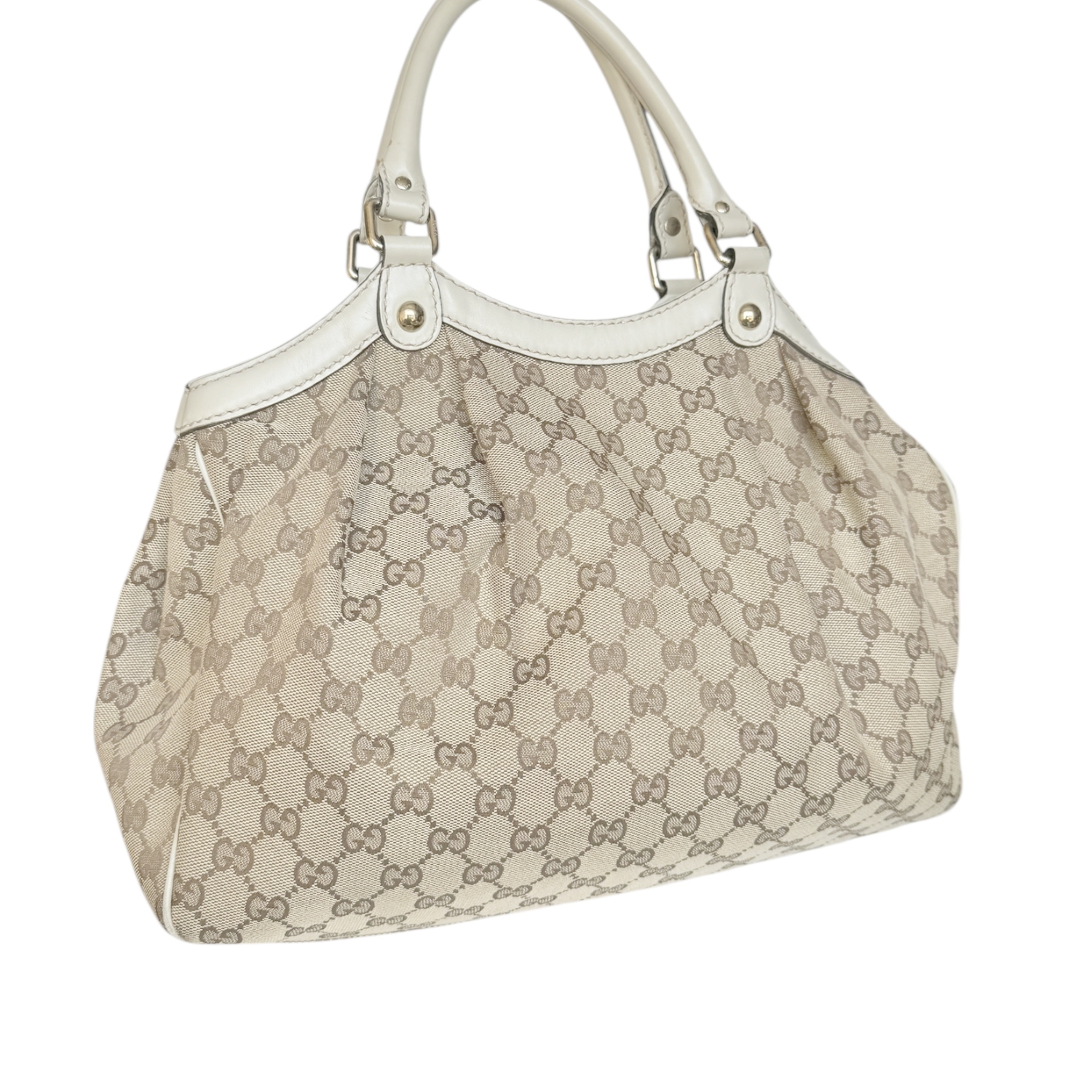Gucci Monogram Sukey Hobo Shoulder Bag in Beige / Cream / Gold - Image 4