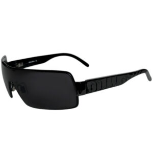 Vintage Miu Miu Logo Wraparound Sunglasses in Black | NITRYL