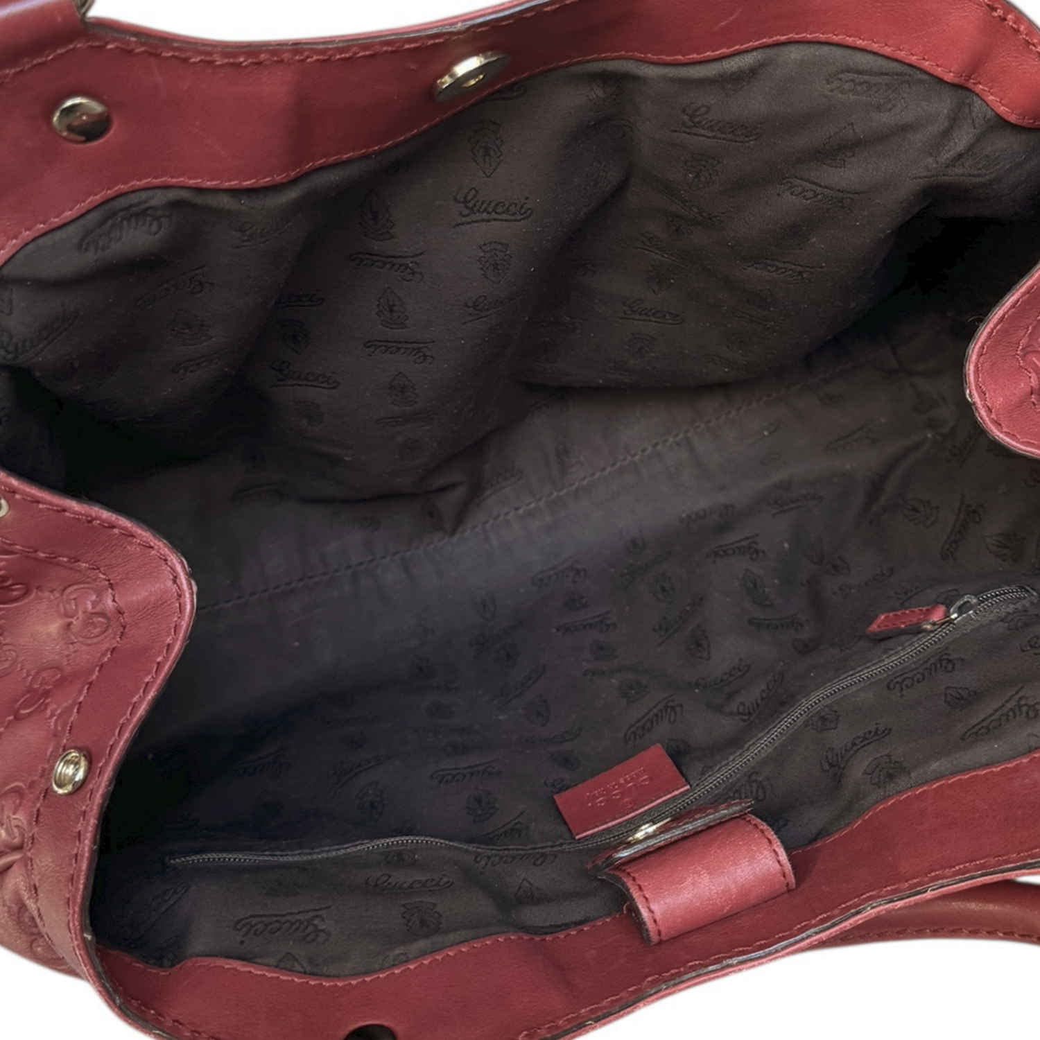 Gucci Monogram Leather Sukey Hobo Shoulder Bag in Red / Gold - Image 6