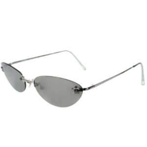 Vintage Chanel Logo Rimless Mirrored Sunglasses in Silver | NITRYL