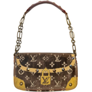 Vintage Louis Vuitton Monogram 'Trompe L'oeil' Velvet Shoulder Bag in Brown / Gold | NITRYL