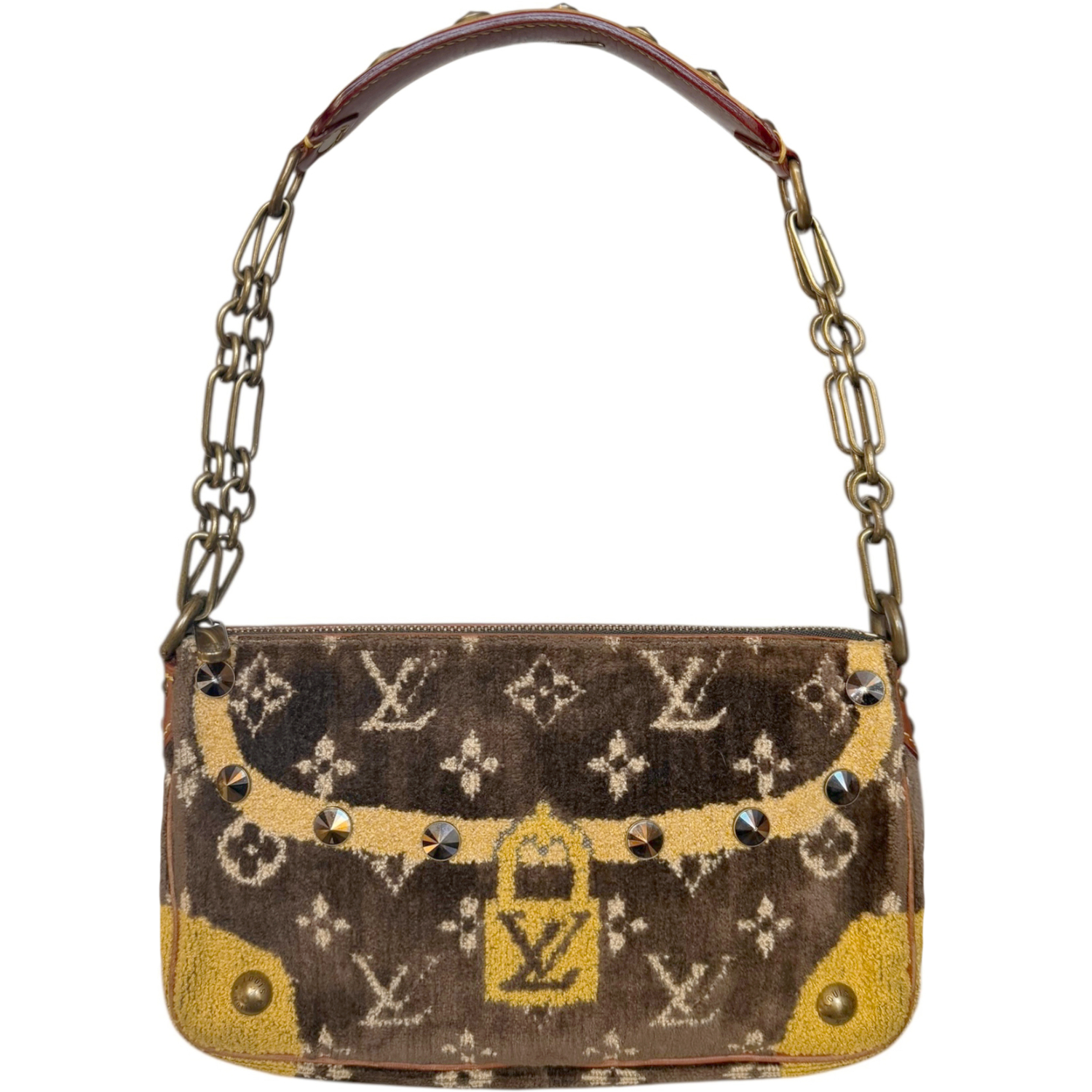 Vintage Louis Vuitton Monogram 'Trompe L'oeil' Velvet Shoulder Bag in Brown / Gold | NITRYL