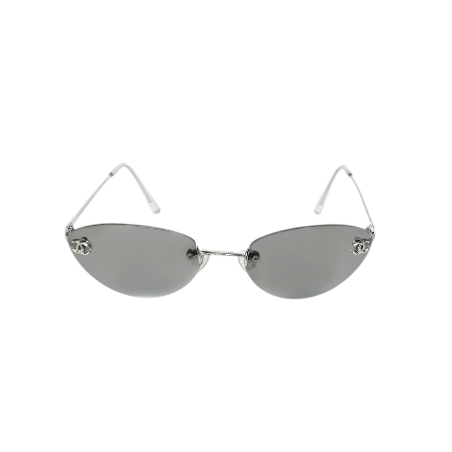 Chanel Logo Rimless Mirrored Sunglasses in Silver - Image 2