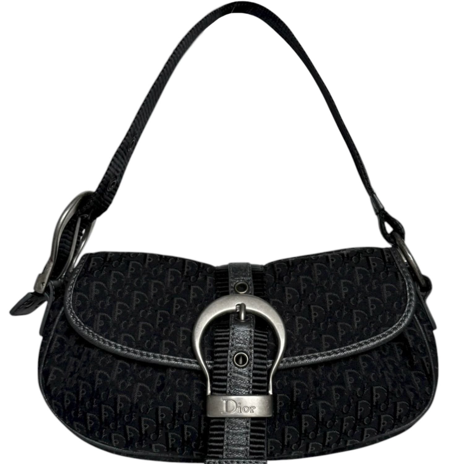 Vintage Dior Monogram Western Mini Shoulder Bag in Black / Silver | NITRYL