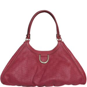 Gucci Monogram Leather D Ring Hobo Shoulder Bag in Red / Gold