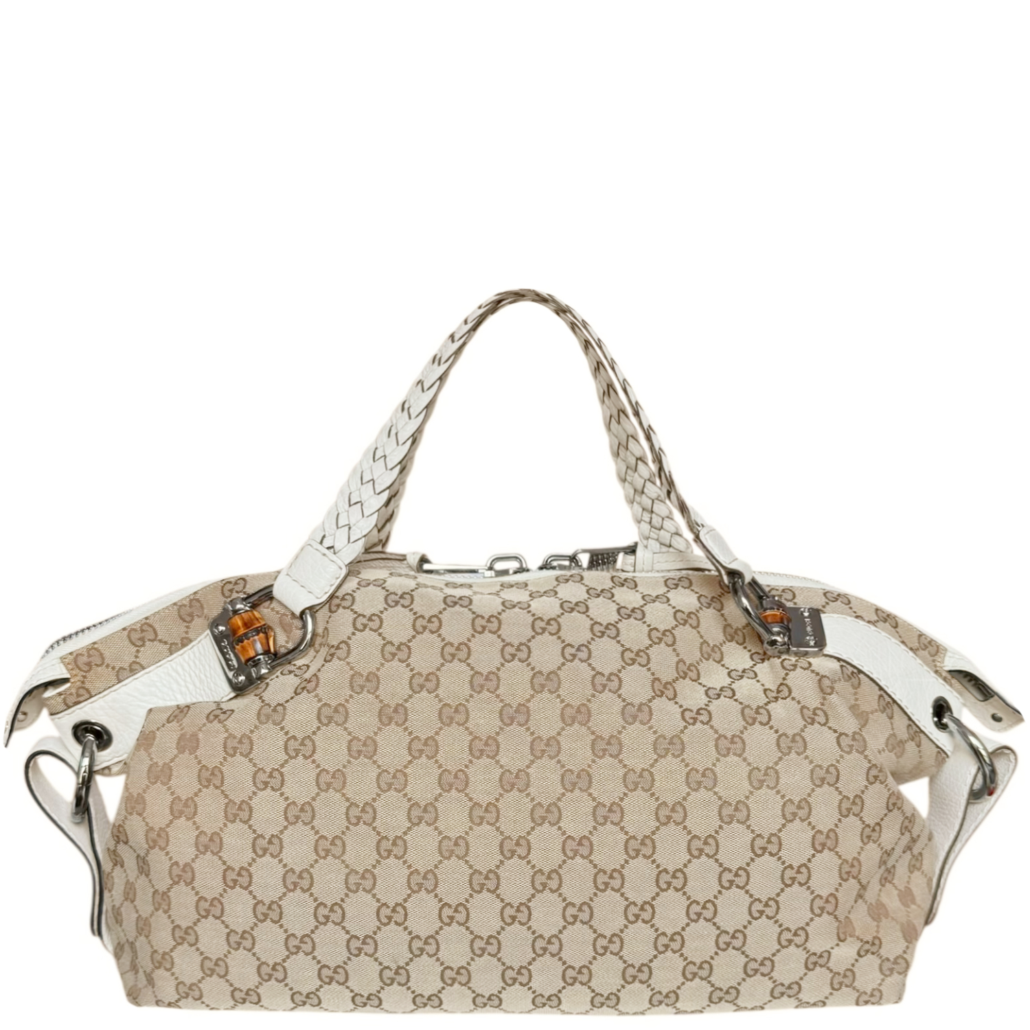 Vintage Gucci Monogram Large Hobo Shoulder Bag in Beige / White | NITRYL