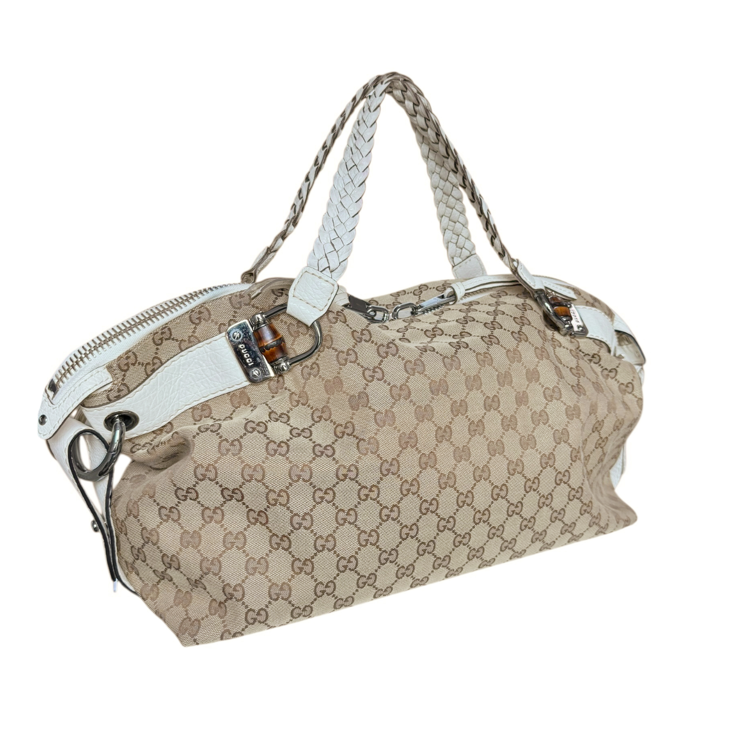 Gucci Monogram Large Hobo Shoulder Bag in Beige / White - Image 4