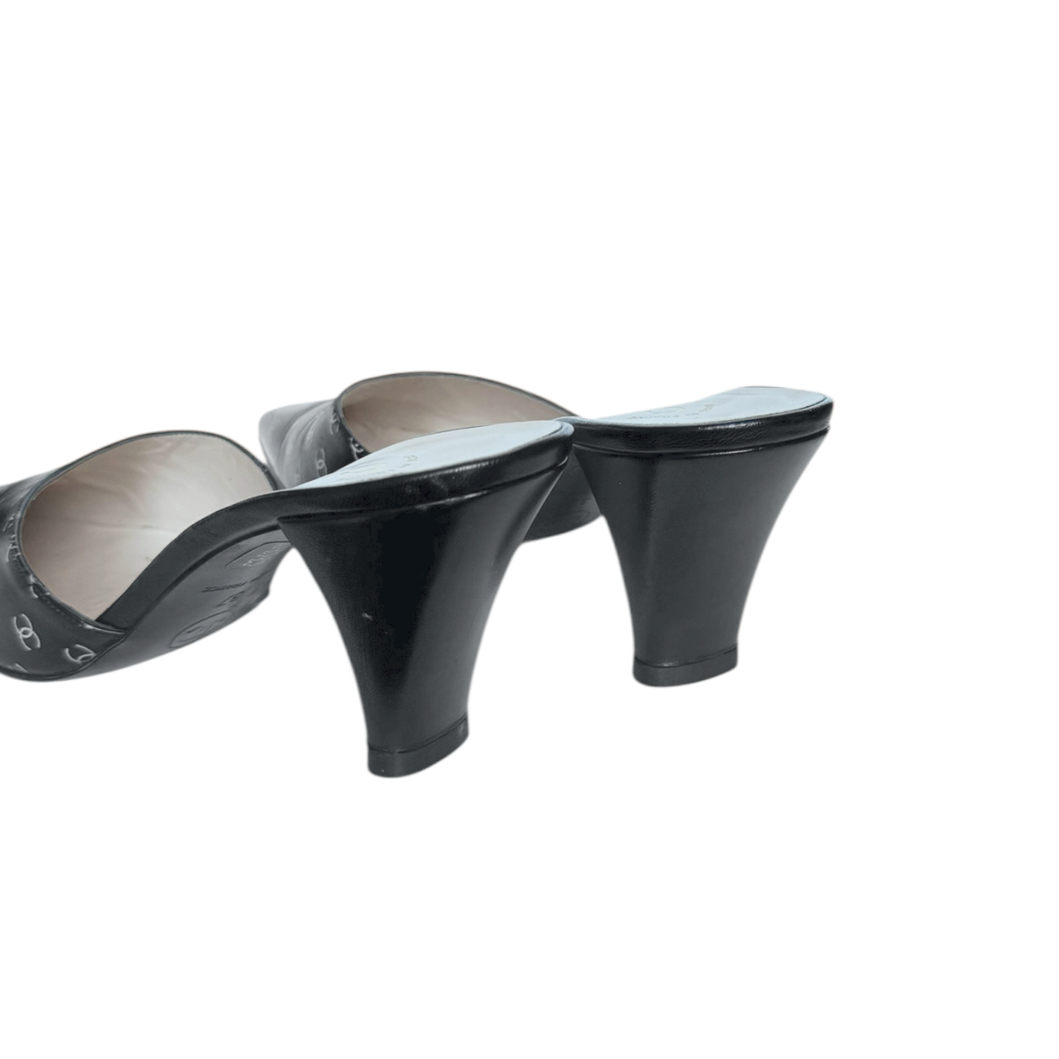 Chanel Monogram Logo Mule Heels in Black / White UK 4 - Image 3