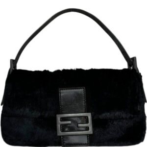 Vintage Fendi Fur Shoulder Baguette Bag in Black | NITRYL