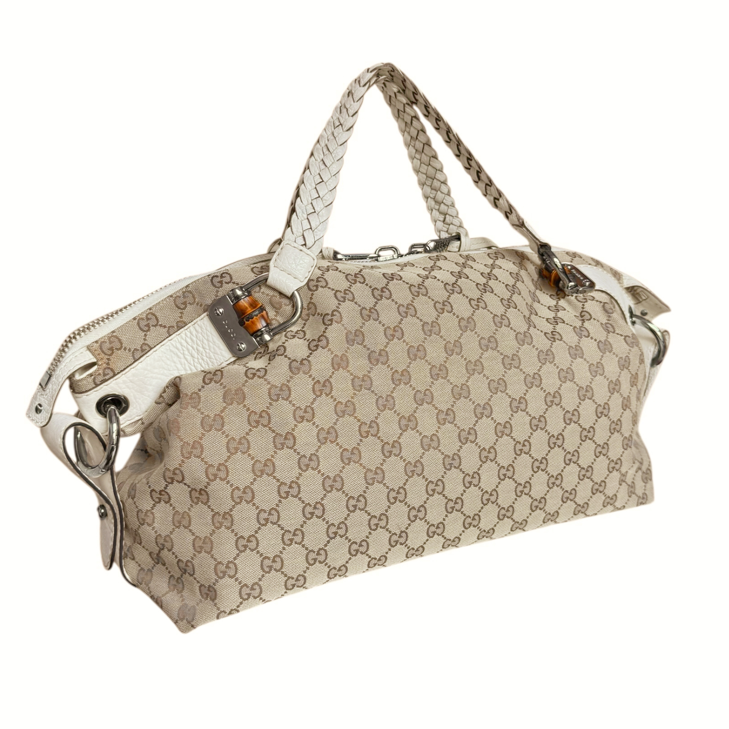 Gucci Monogram Large Hobo Shoulder Bag in Beige / White - Image 2