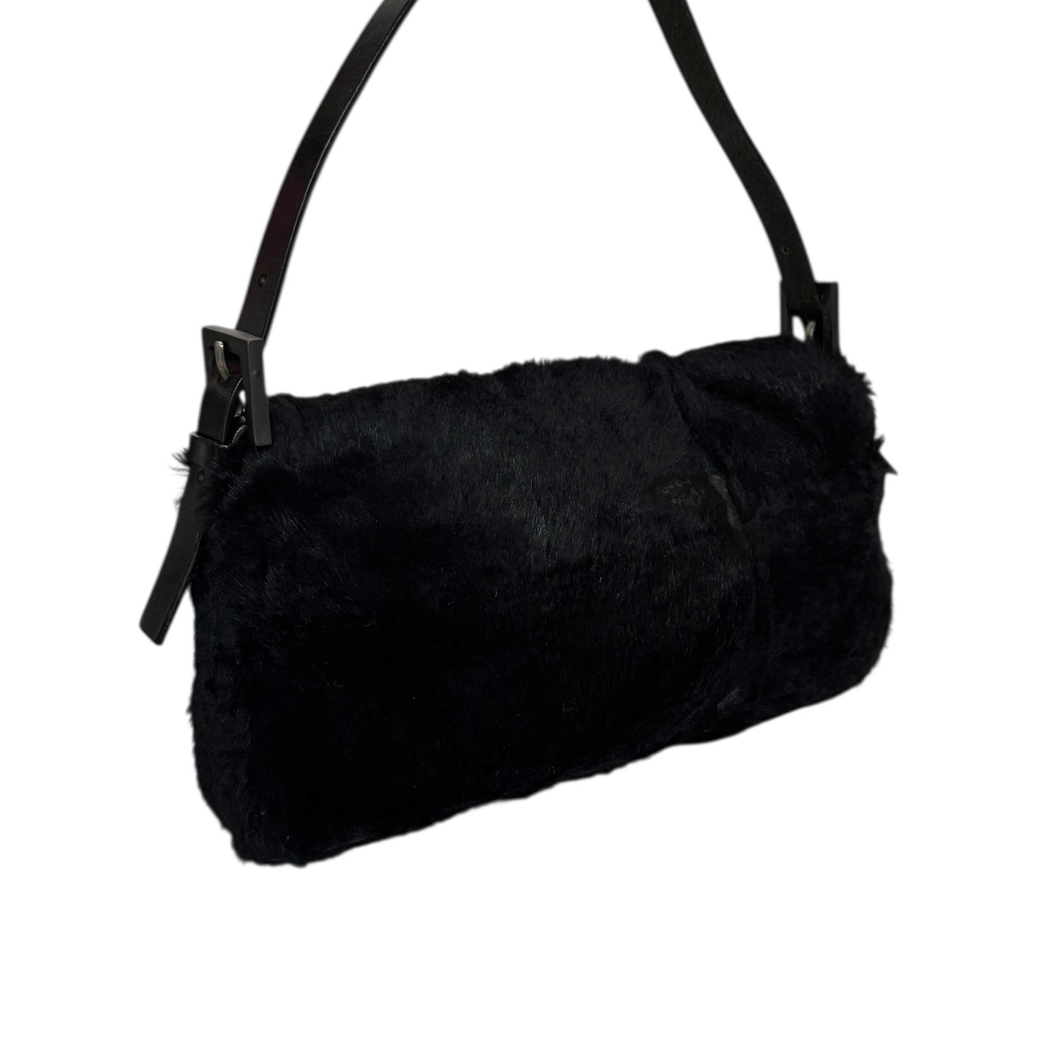 Fendi Fur Shoulder Baguette Bag in Black - Image 4