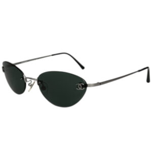 Vintage Chanel Rimless Logo Sunglasses in Black / Silver | NITRYL