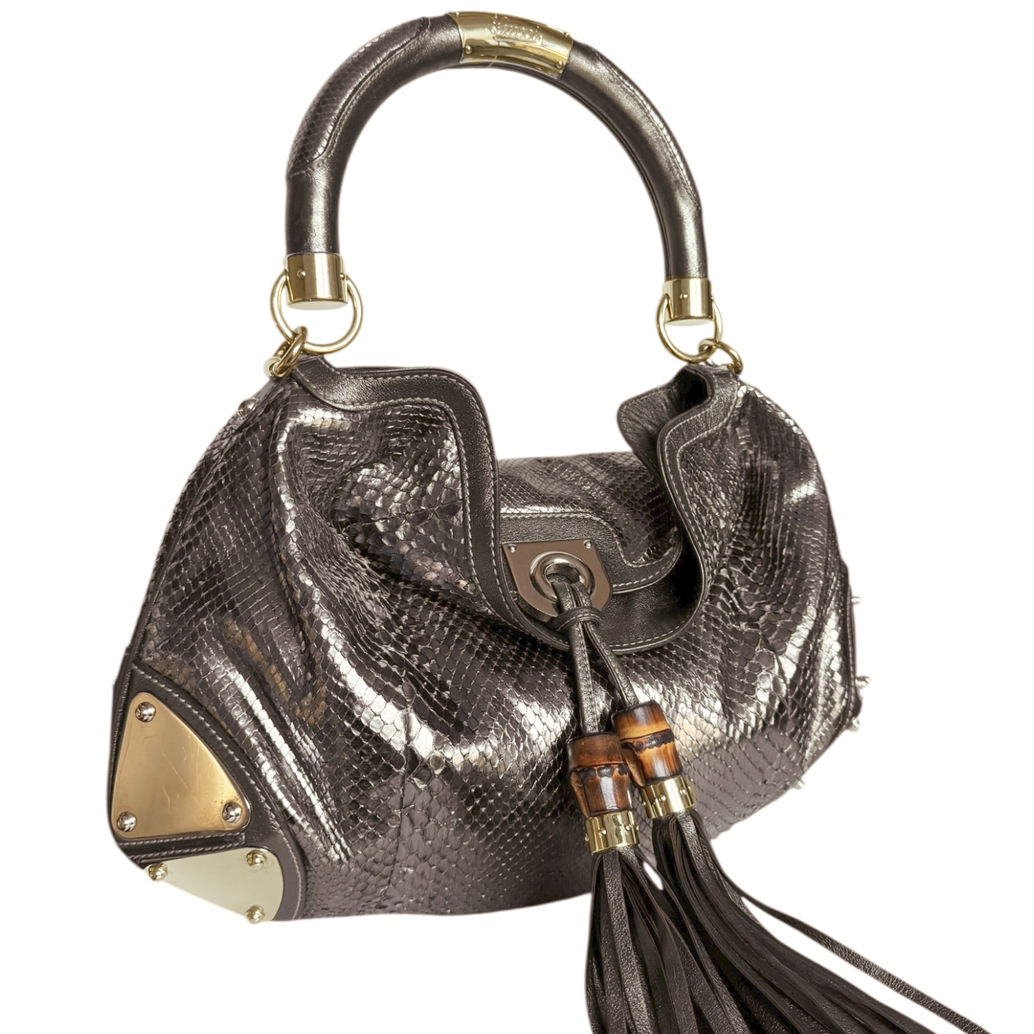Gucci Python Indy 2 Way Shoulder Bag in Metallic Bronze / Gold - Image 2