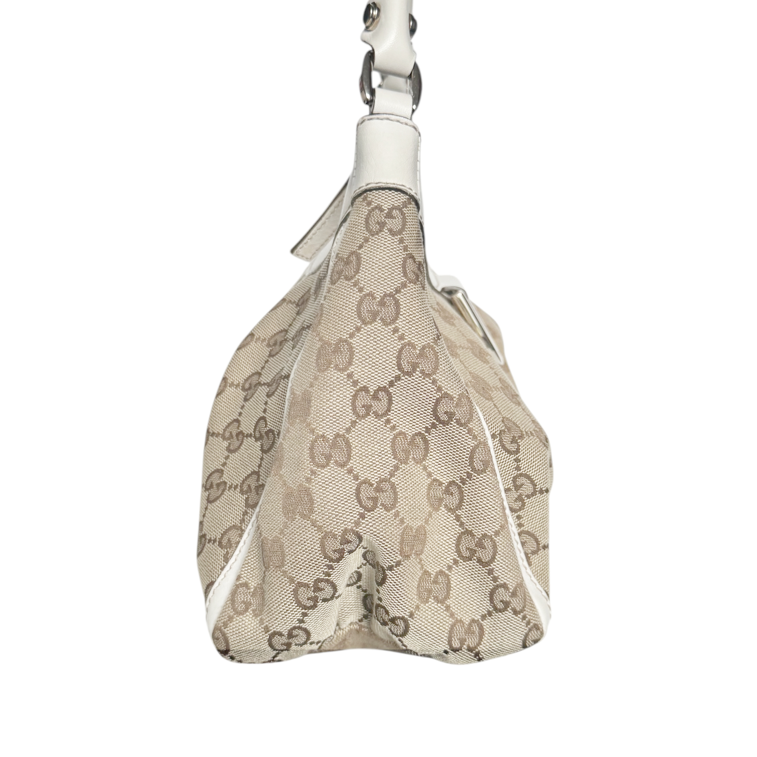 Gucci Monogram D Ring Hobo Shoulder Bag in Beige / White / Gold - Image 3