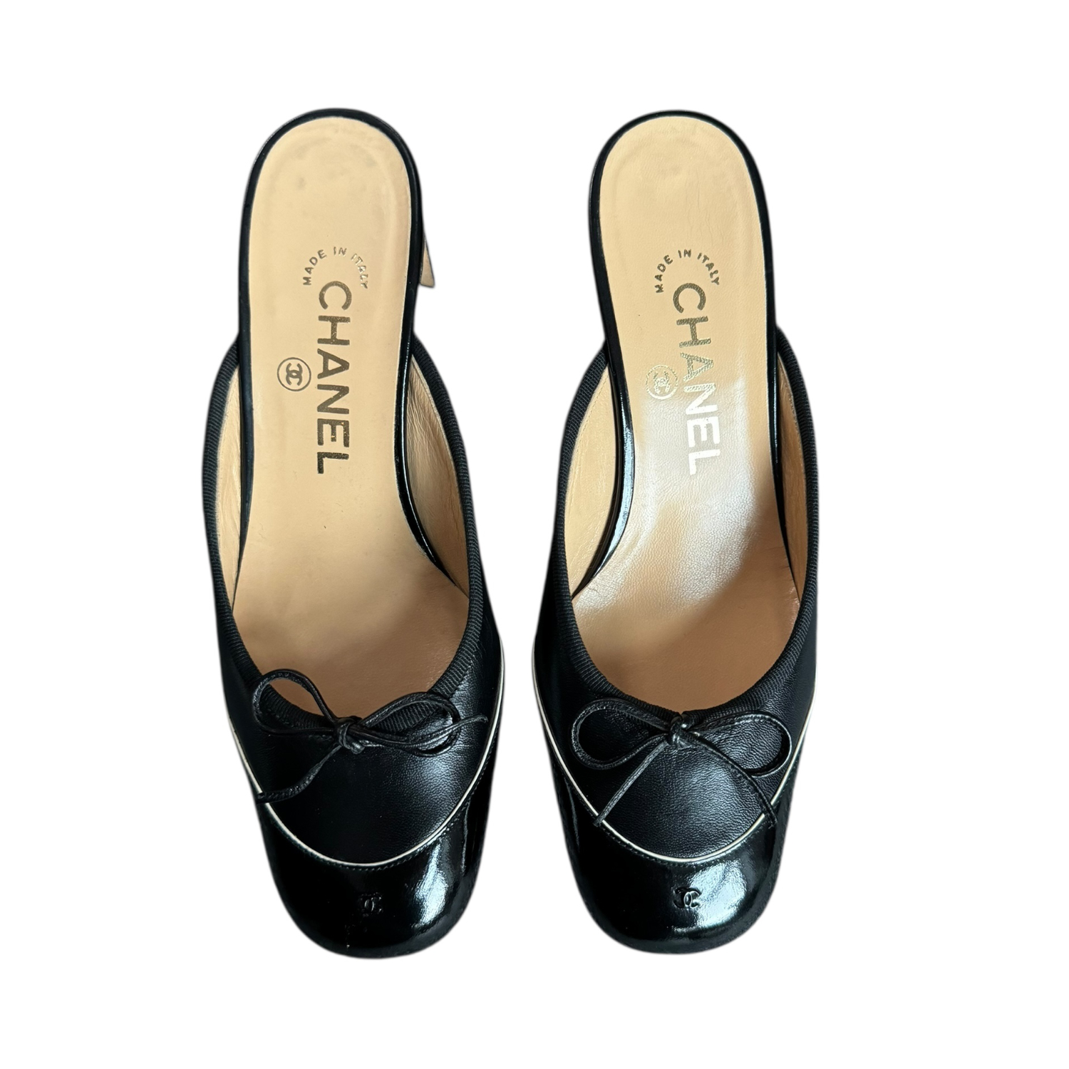 Chanel Bow Logo Mule Heels in Black UK 3 - Image 3