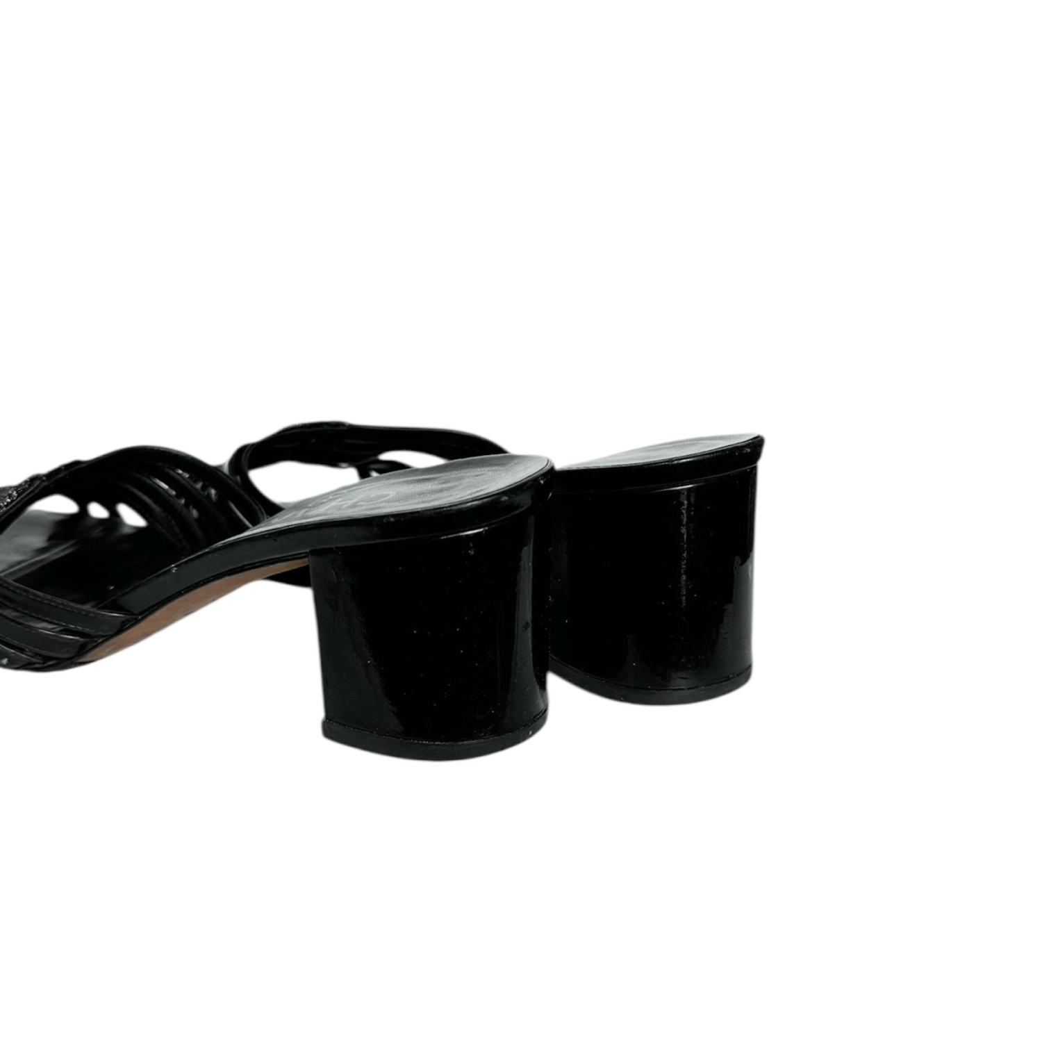 Chanel Logo Patent Sandal Heels in Black UK 3.5 - Image 3