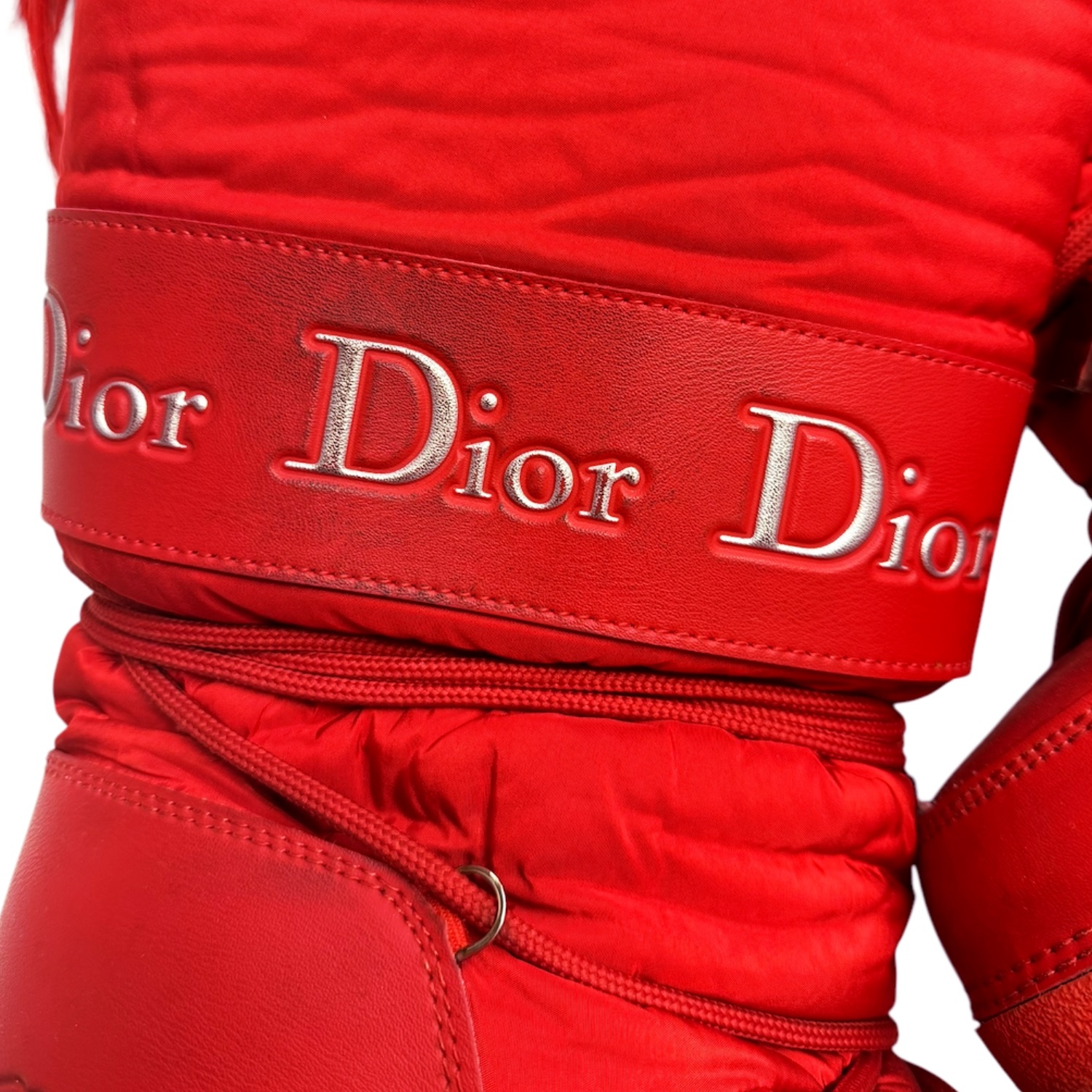 Dior Logo Fur Snow Moon Boots in Red UK 2-4 - Image 4