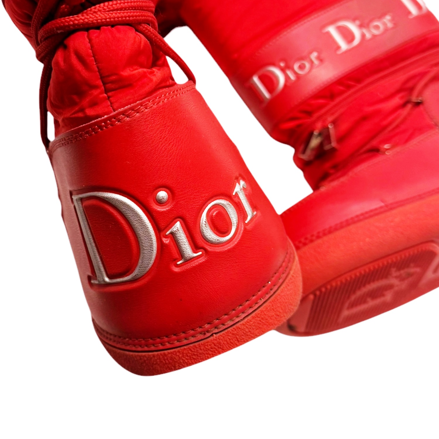 Dior Logo Fur Snow Moon Boots in Red UK 2-4 - Image 3