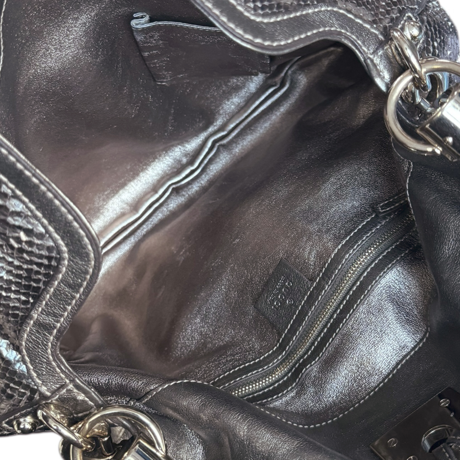 Gucci Python Indy 2 Way Shoulder Bag in Metallic Bronze / Gold - Image 6