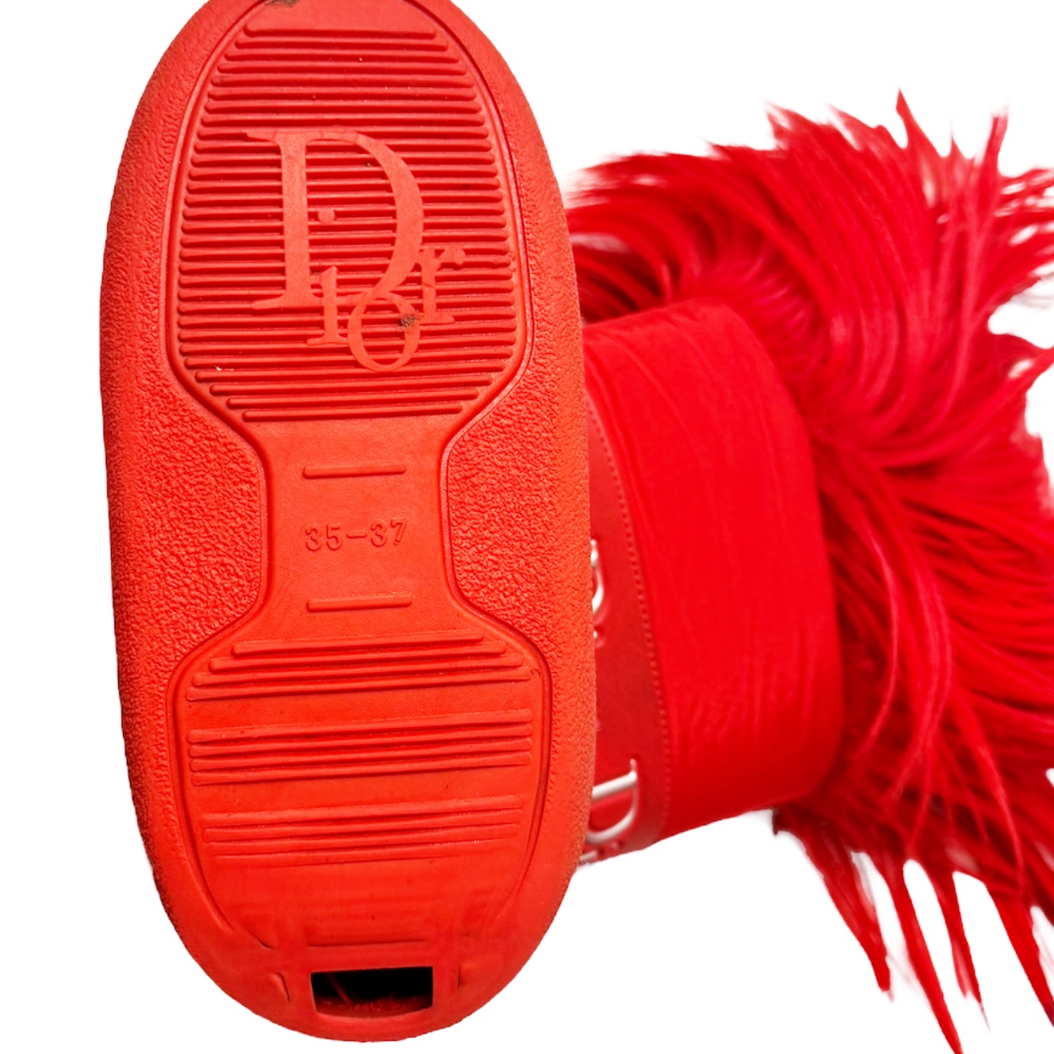 Dior Logo Fur Snow Moon Boots in Red UK 2-4 - Image 5