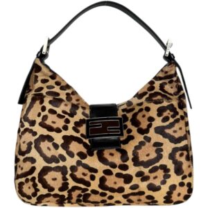 Vintage Fendi Leopard Print Calfskin Shoulder Baguette Bag | NITRYL