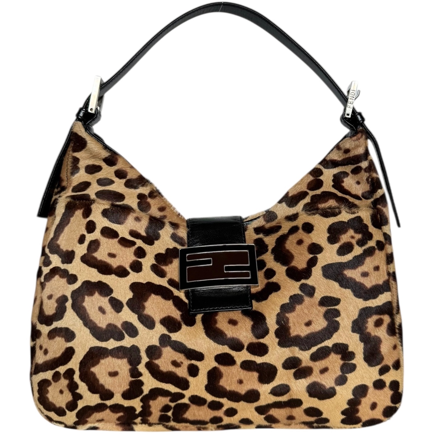 Vintage Fendi Leopard Print Calfskin Shoulder Baguette Bag | NITRYL