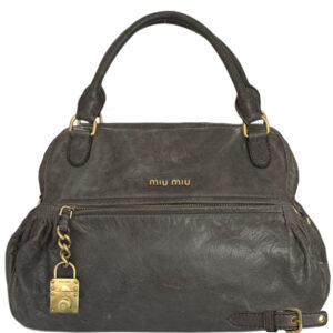 Vintage Miu Miu 2 Way Slouchy Hobo Shoulder Bag in Grey - Taupe / Gold | NITRYL