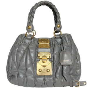 Vintage Miu Miu Matelasse 2 Way Leather Bag in Grey / Gold | NITRYL