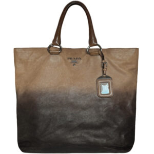 Vintage Prada Ombre Leather Tote Shoulder Bag in Brown / Silver | NITRYL