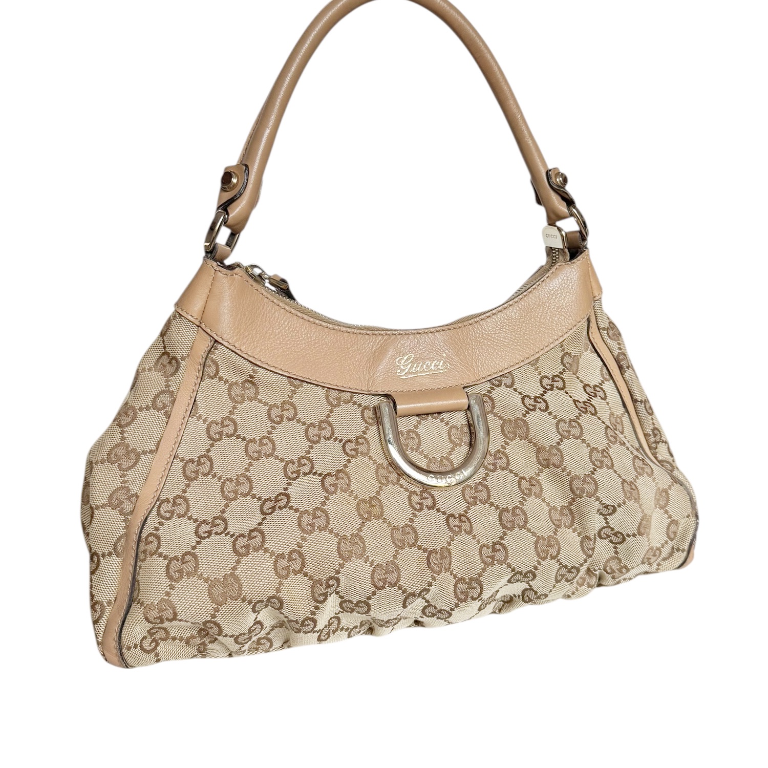 Gucci Monogram R Ring Hobo Shoulder Bag in Beige / Tan / Gold - Image 2