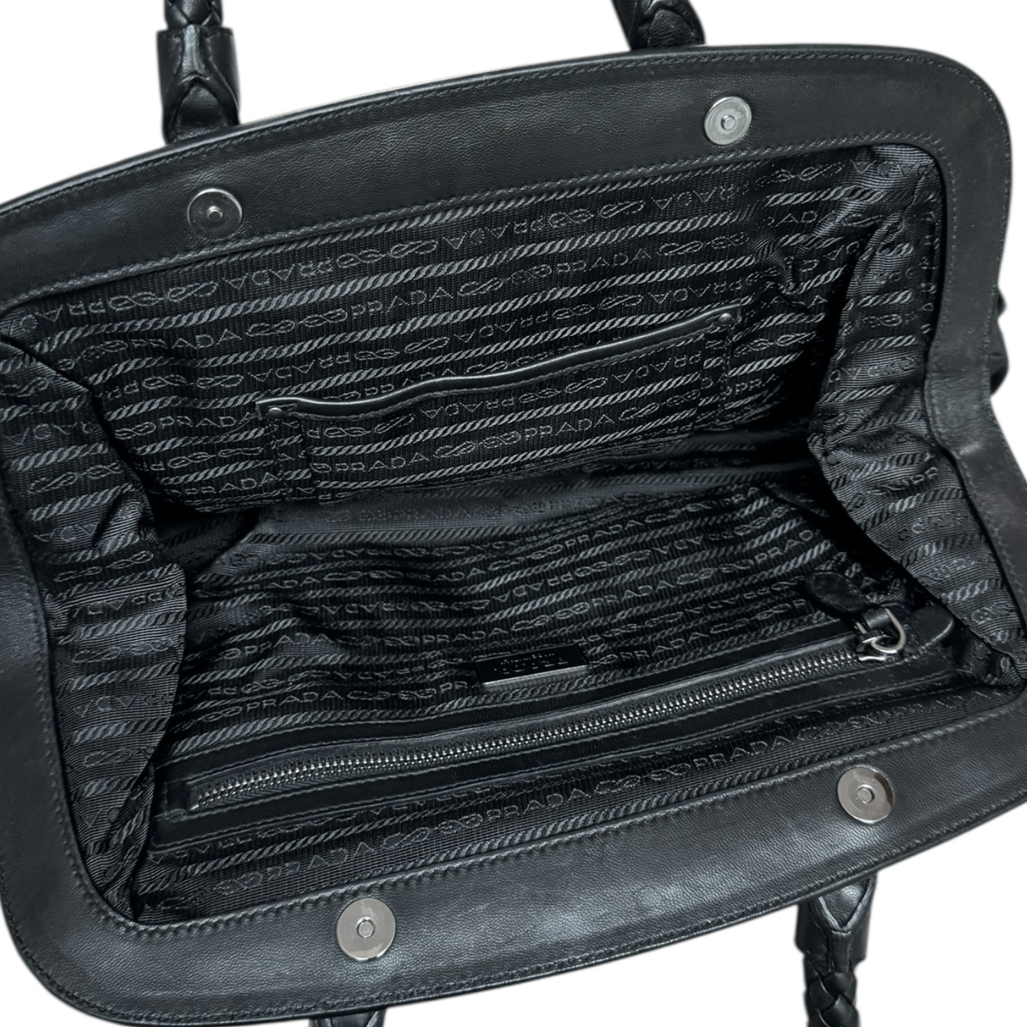 Prada Nylon Ruched Shoulder Bag in Black / Silver - Image 6