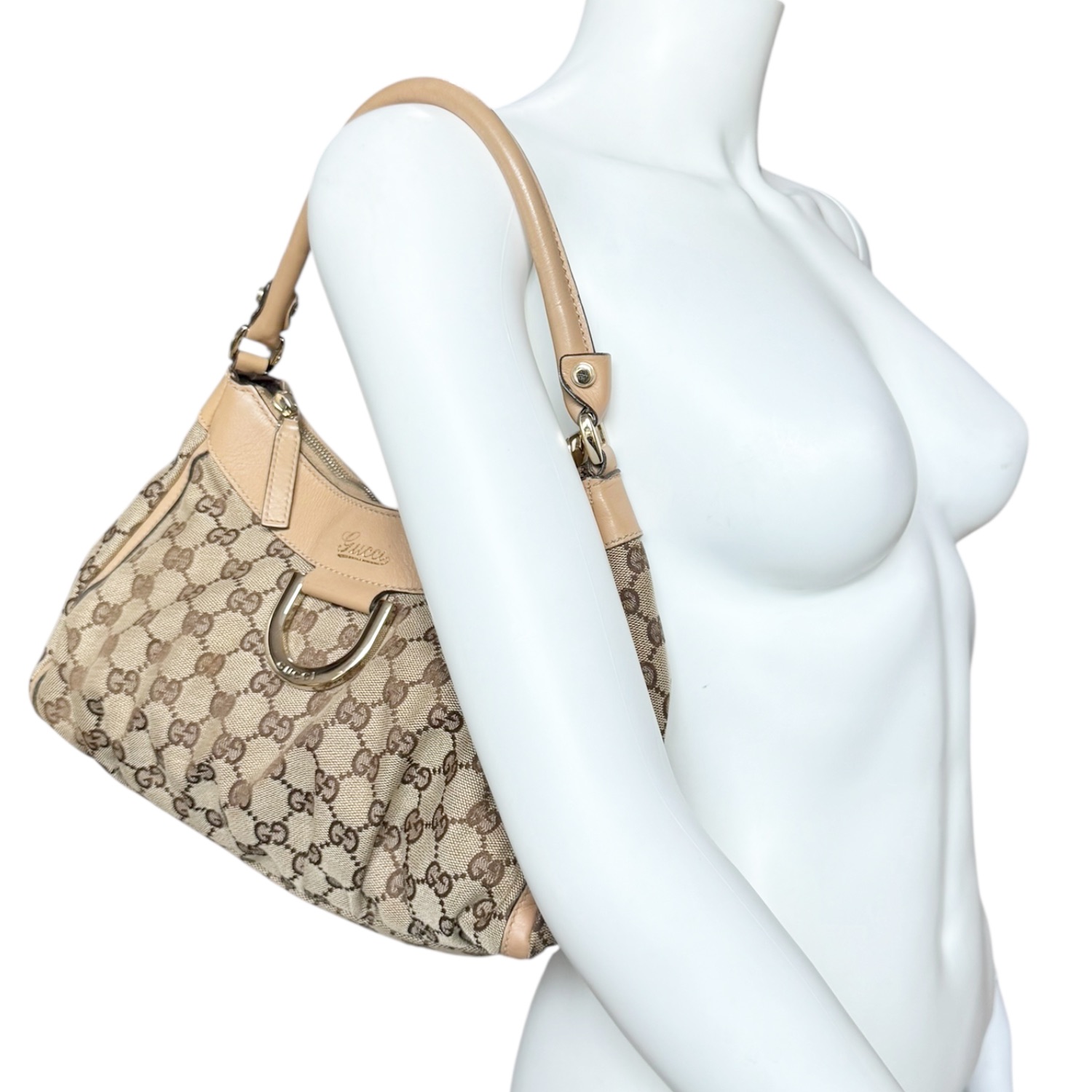 Gucci Monogram R Ring Hobo Shoulder Bag in Beige / Tan / Gold - Image 8