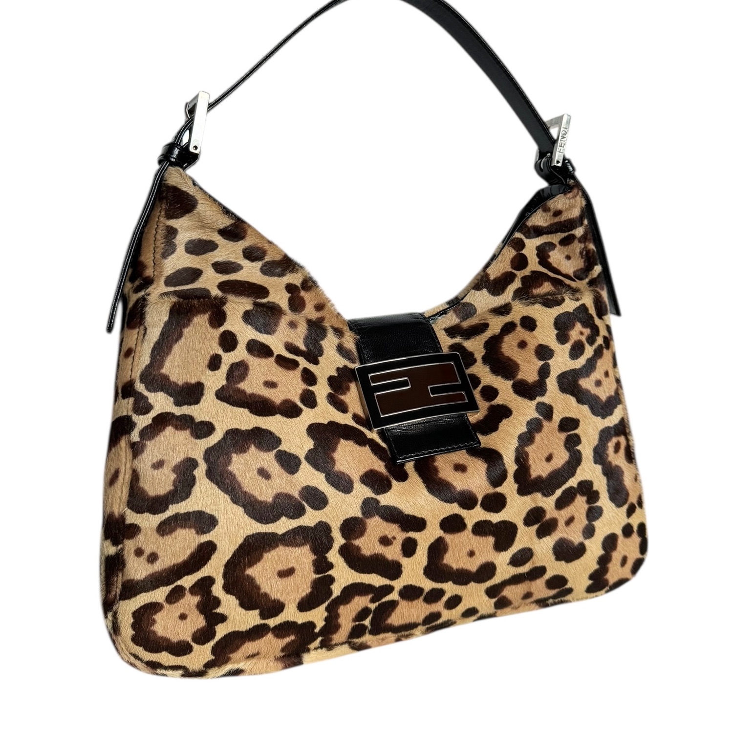 Fendi Leopard Print Calfskin Shoulder Baguette Bag - Image 2