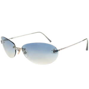 Vintage Chanel Rimless Logo Ombre Sunglasses in Baby Blue / Silver | NITRYL