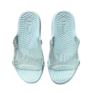 Vintage Dior Logo Rubber Pool Slides in Baby Blue UK 7 | NITRYL