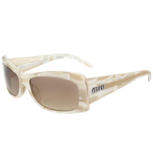 Vintage Miu Miu Logo Sunglasses in Beige / Silver | NITRYL