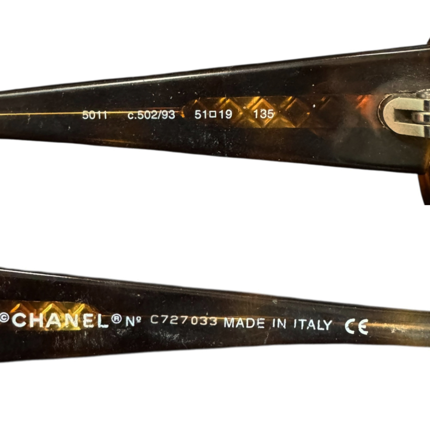 Chanel Logo Chunky Tortoiseshell Sunglasses in Brown / Gold - Image 3