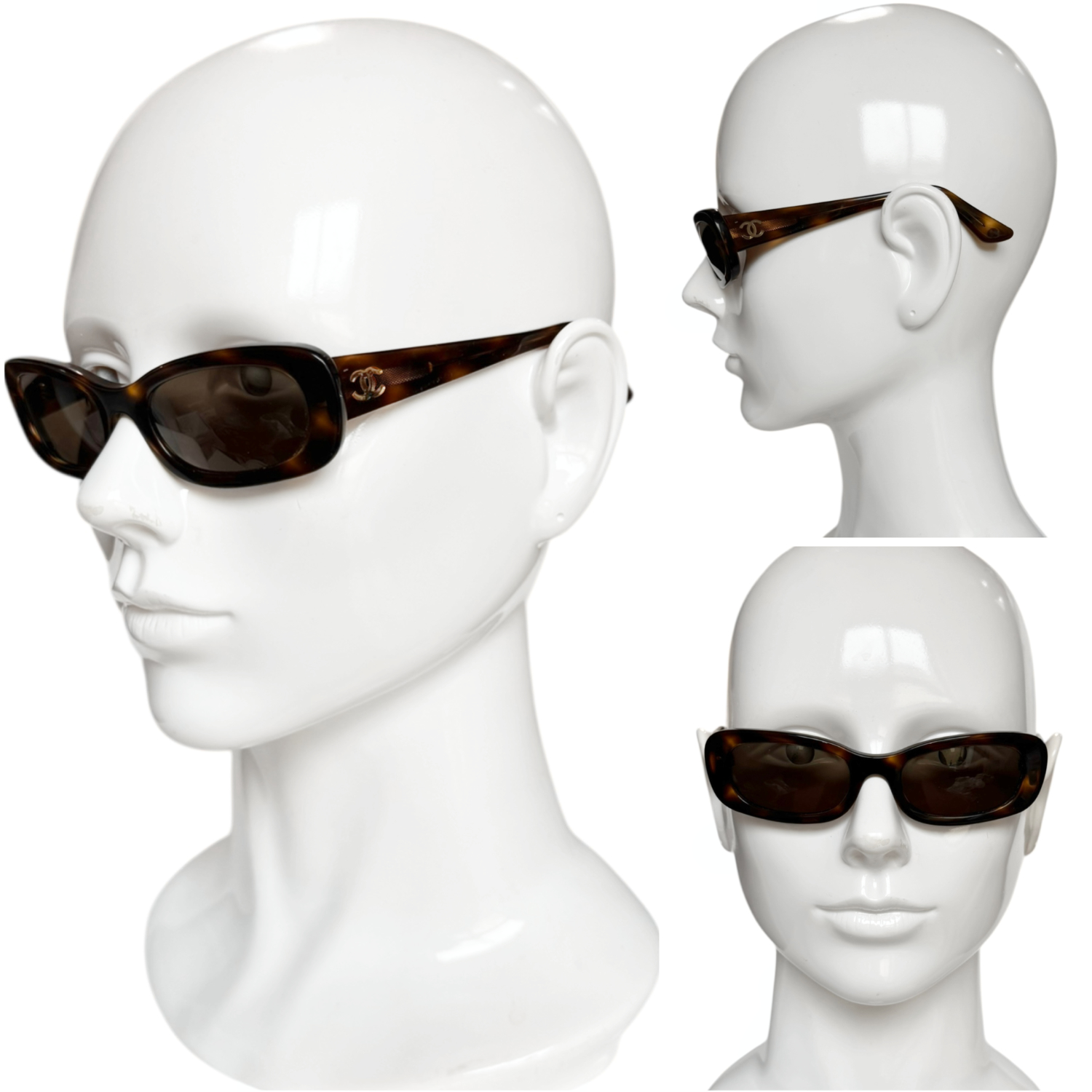 Chanel Logo Chunky Tortoiseshell Sunglasses in Brown / Gold - Image 4