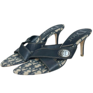 Vintage Dior Monogram CD Logo Heels in Navy UK 4 | NITRYL