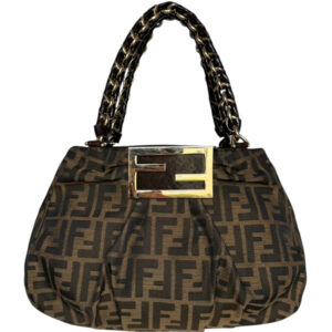 Fendi Zucca Monogram Mia Shoulder Bag in Brown / Gold