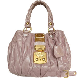 Vintage Miu Miu Matelasse 2 Way Leather Bag in Dusty Pink / Gold | NITRYL