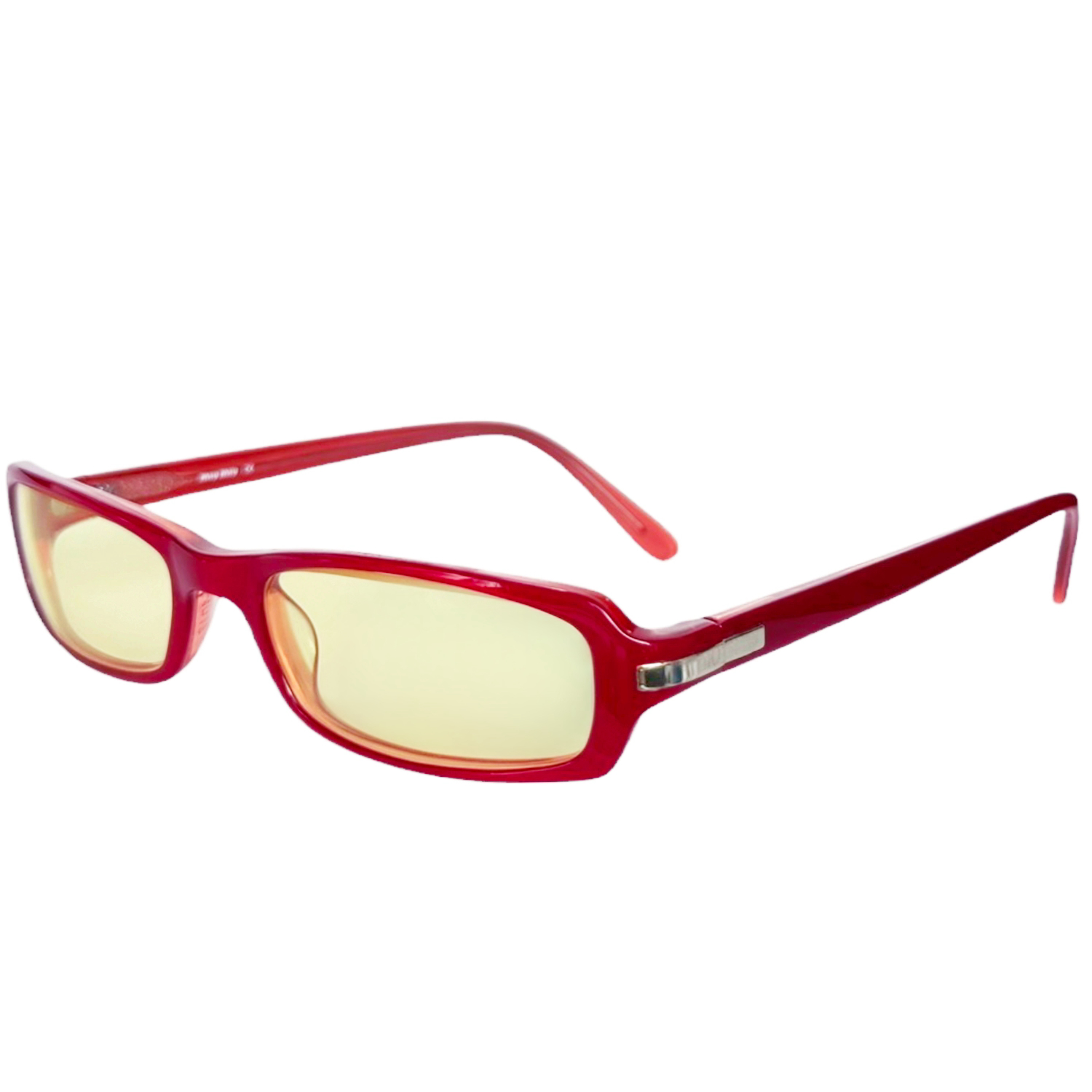 Vintage Miu Miu Logo Slim Sunglasses in Red / Yellow | NITRYL
