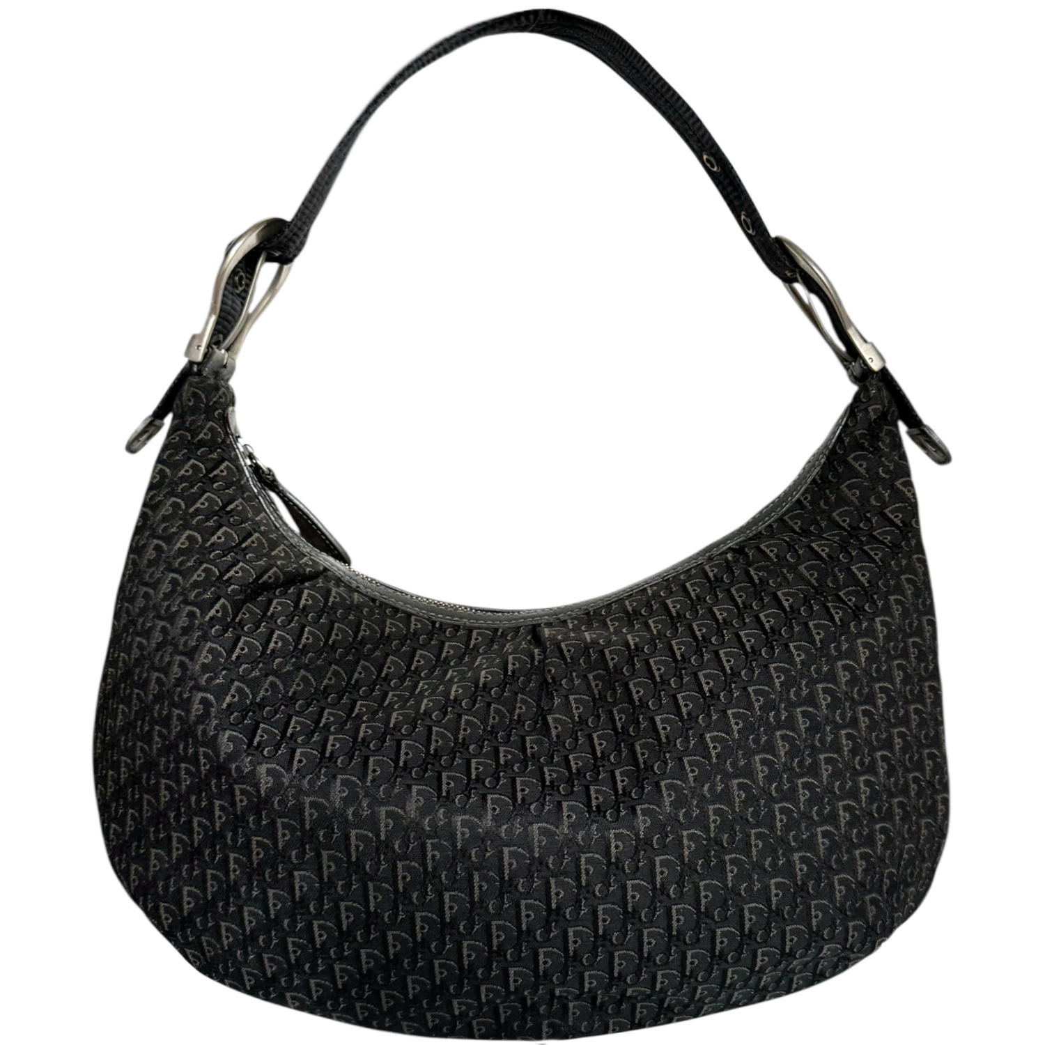Vintage Dior Monogram Western Hobo Shoulder Bag in Black / Silver | NITRYL