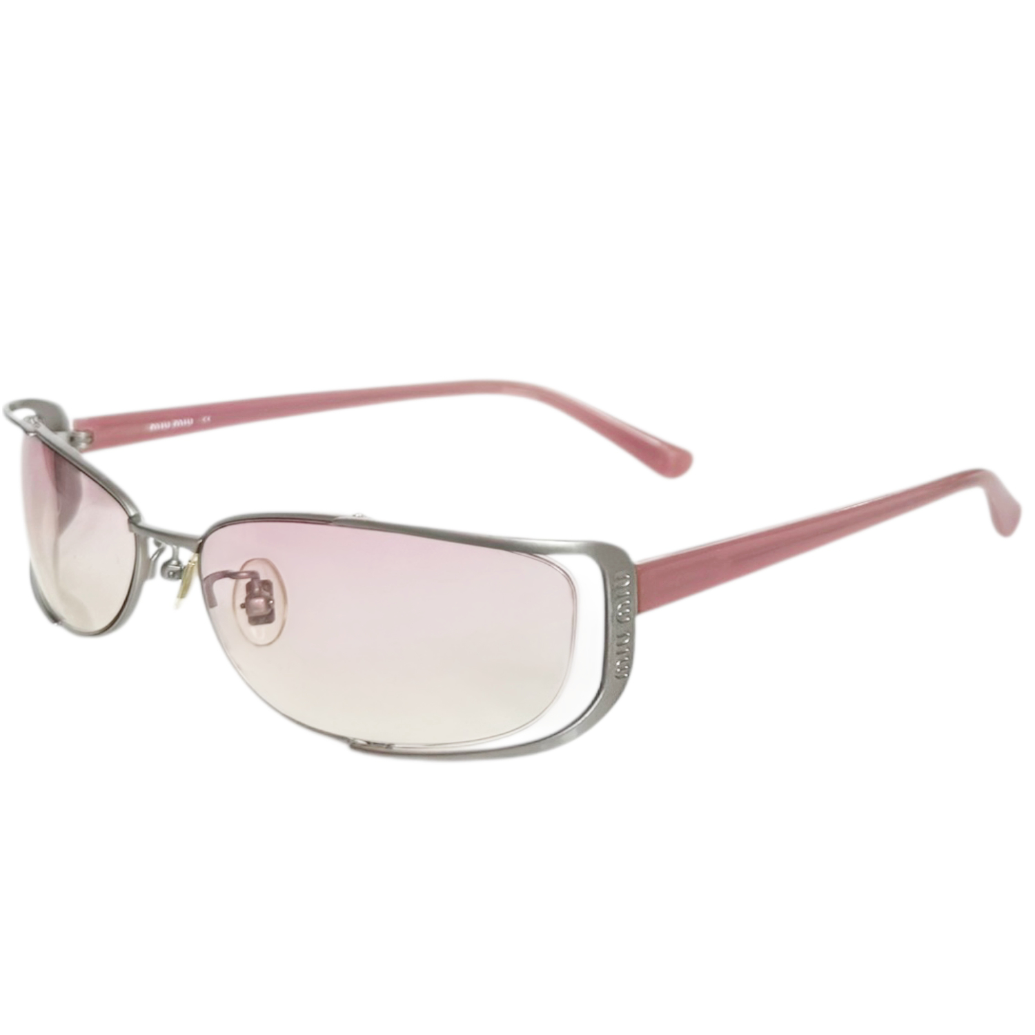 Vintage Miu Miu Logo Sunglasses in Pink / Silver | NITRYL