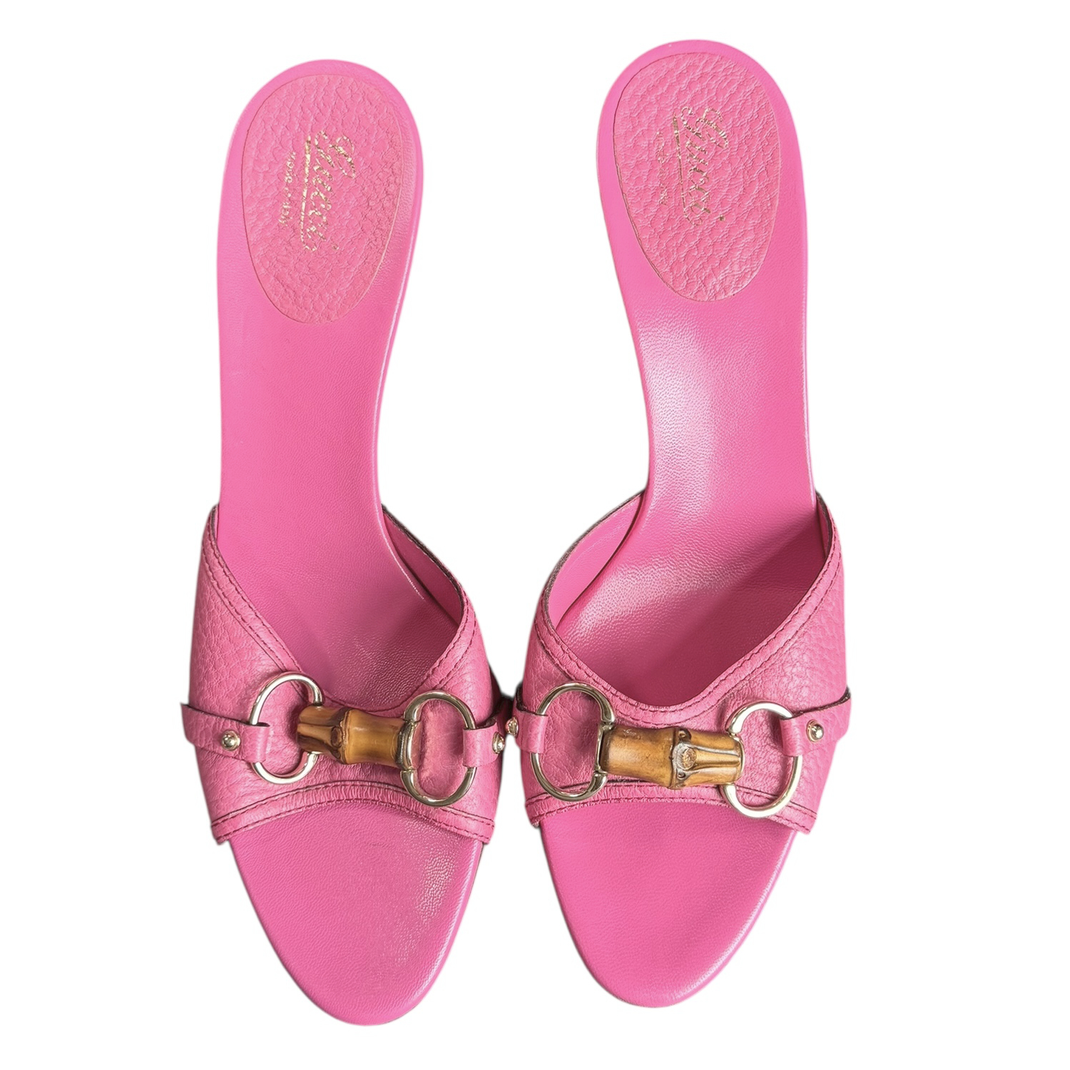 Gucci Leather Bamboo Horsebit Heels in Pink / Silver UK 7 - Image 4
