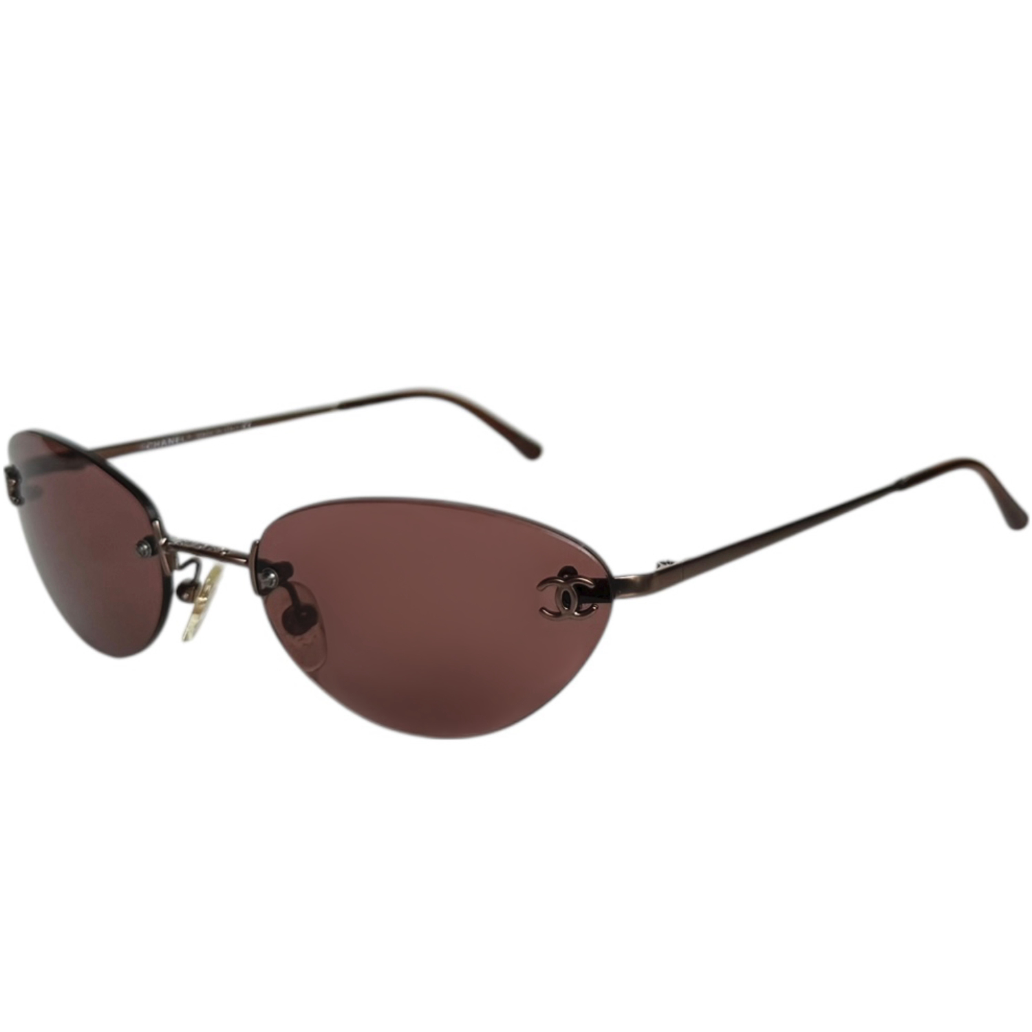 Vintage Chanel Rimless Logo Sunglasses in Brown | NITRYL