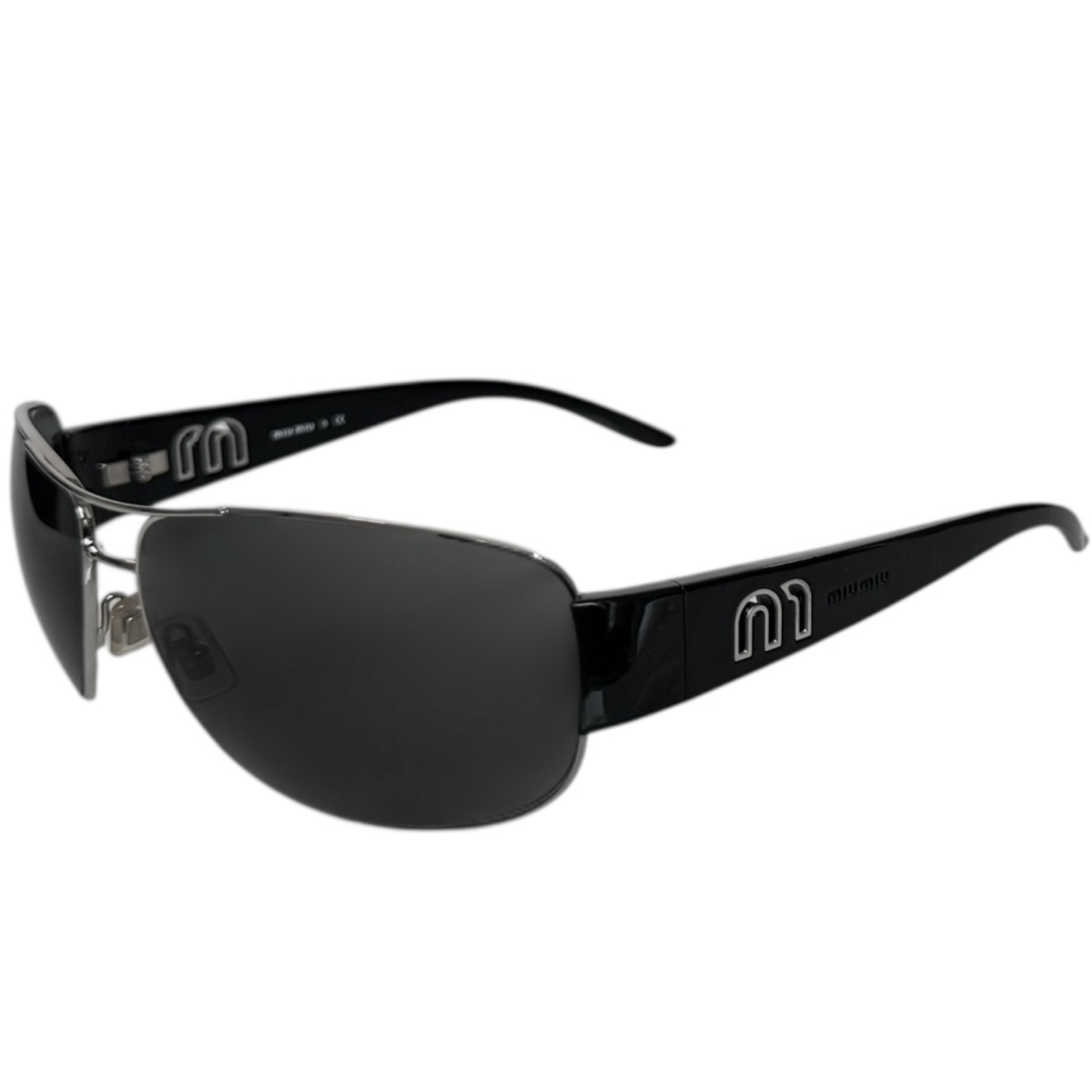 Vintage Miu Miu Logo Sunglasses in Black / Silver | NITRYL