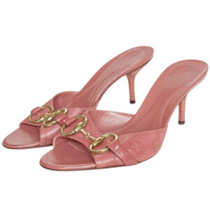 Vintage Gucci Monogram Horsebit Leather Heels in Pink / Gold UK 3 | NITRYL