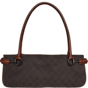 Vintage Gucci Monogram Horsebit Shoulder Bag in Brown | NITRYL