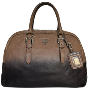 Vintage Prada Ombre Leather Shoulder Bag in Brown / Silver | NITRYL